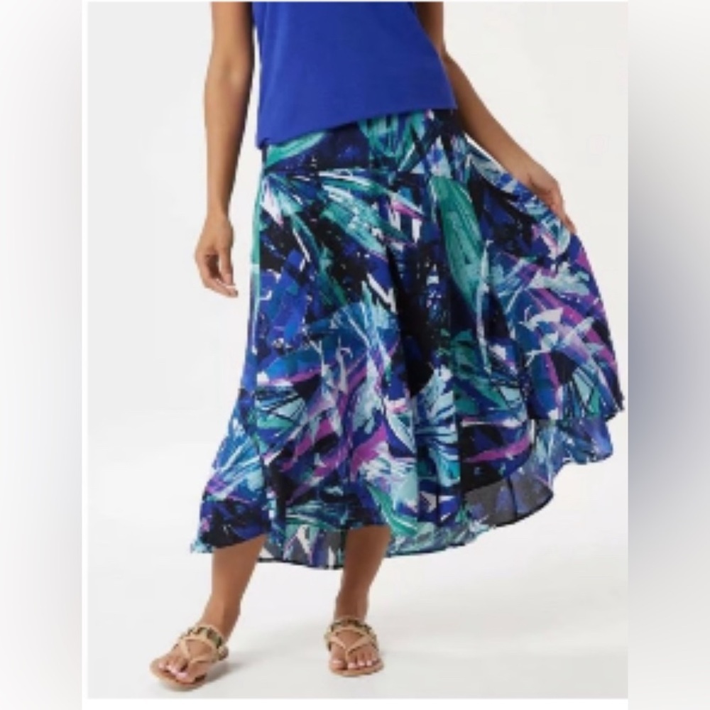 Bob Mackie Wearable art Blue Abstract MIDI Skirt